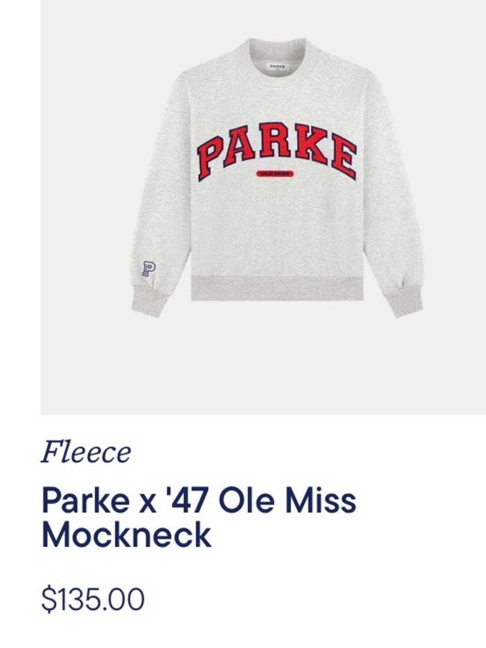Parke x '47 Light Gray Mockneck Sweater with Red Logo